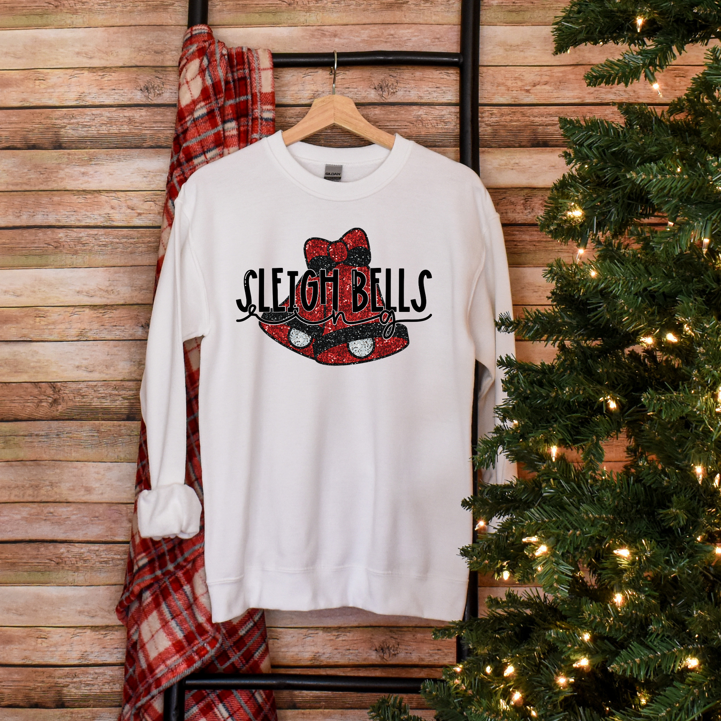 Sparkle and Sleigh All Day: Faux Sequin Sleigh Bells Sweatshirt