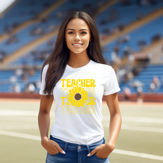 Shine Bright as a Teacher: Sunflower Teacher Tee