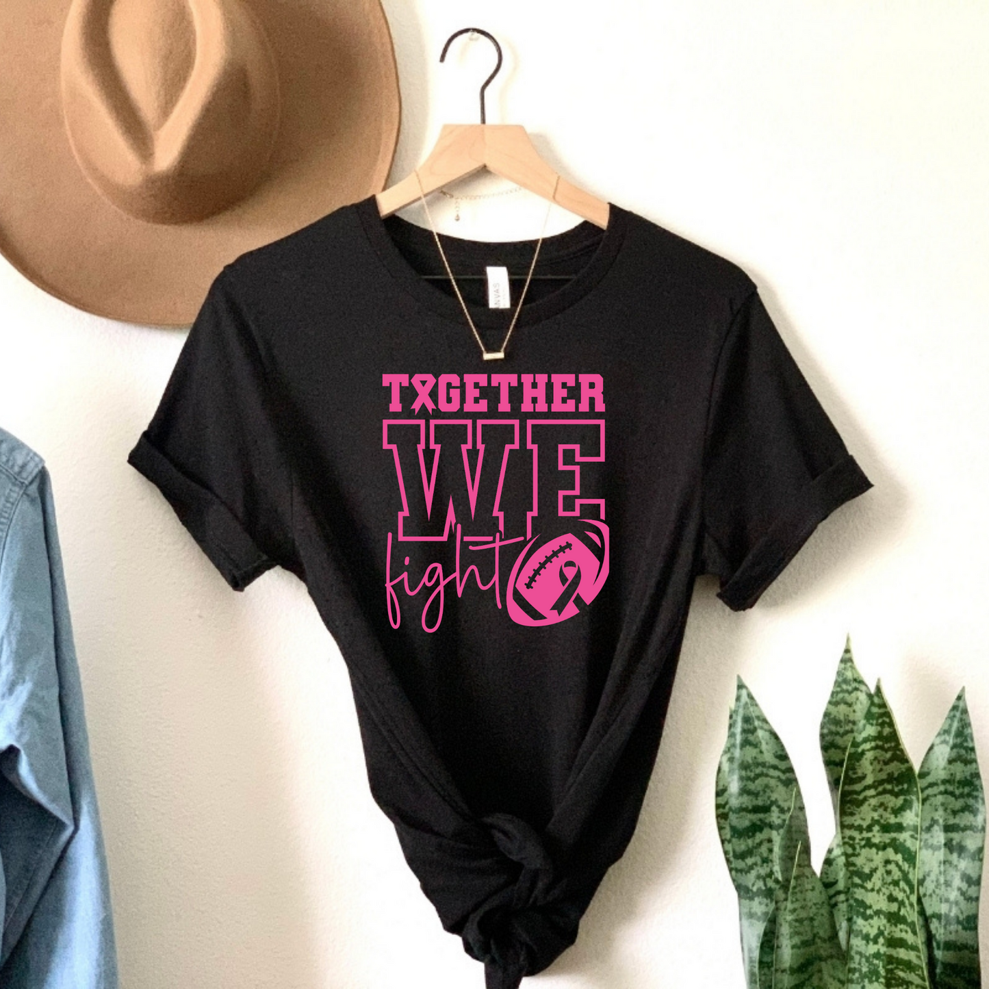 Together We Fight Football Breast Cancer Awareness Tee