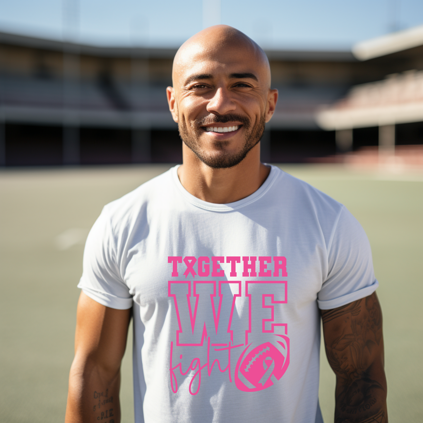 Together We Fight Football Breast Cancer Awareness Tee