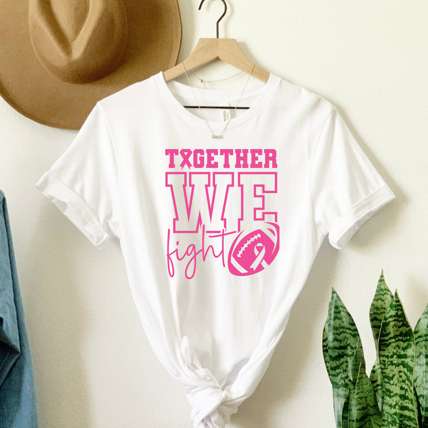 Together We Fight Football Breast Cancer Awareness Tee