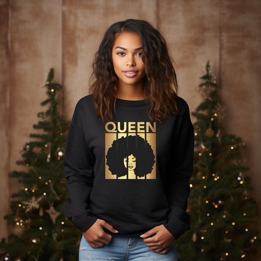 Elevate Your Style: "Queen in Bold Gold Print" Sweatshirt