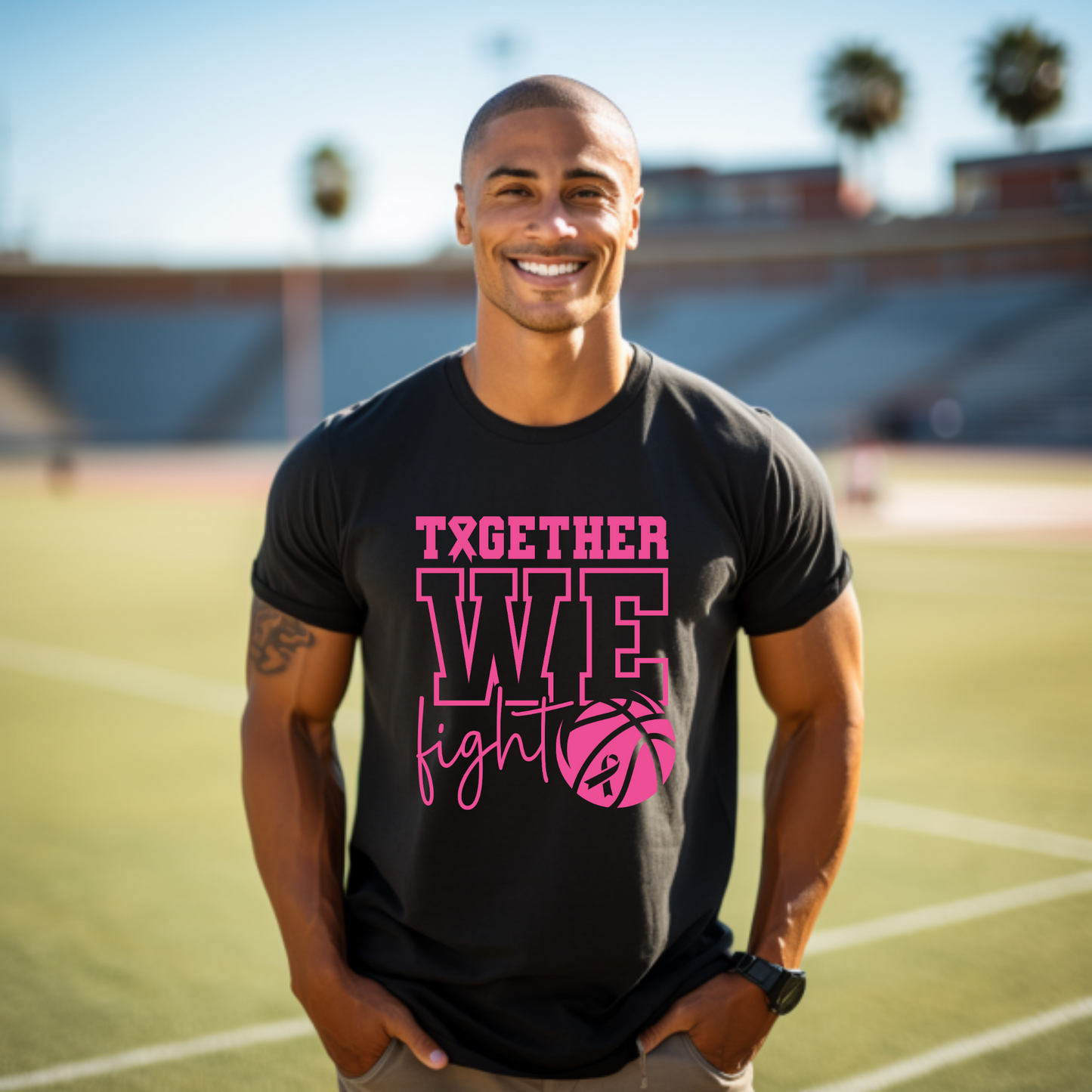 Together We Fight Basketball Breast Cancer Awareness Tee