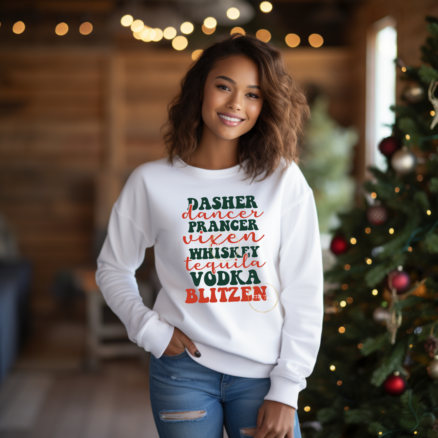 Reindeer Cheers: Festive Reindeer Names & Favorite Liquors Sweatshirt