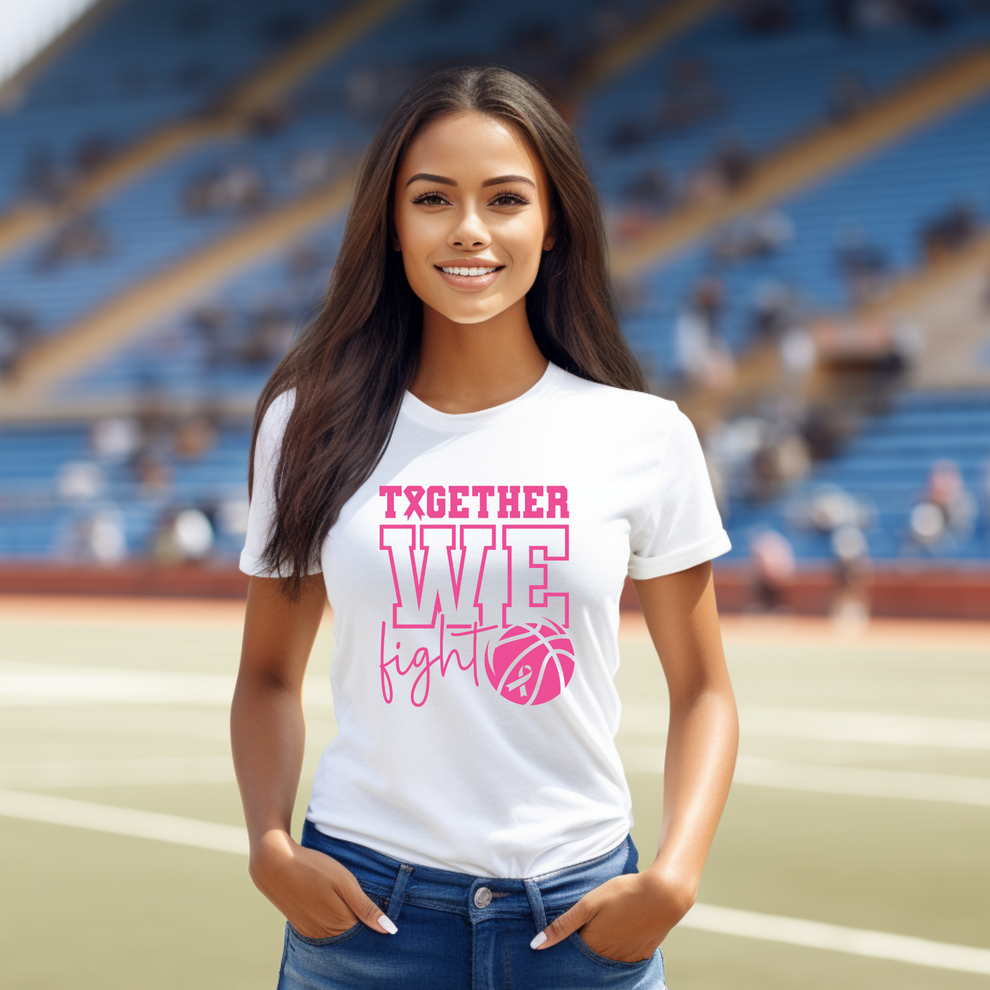 Together We Fight Basketball Breast Cancer Awareness Tee