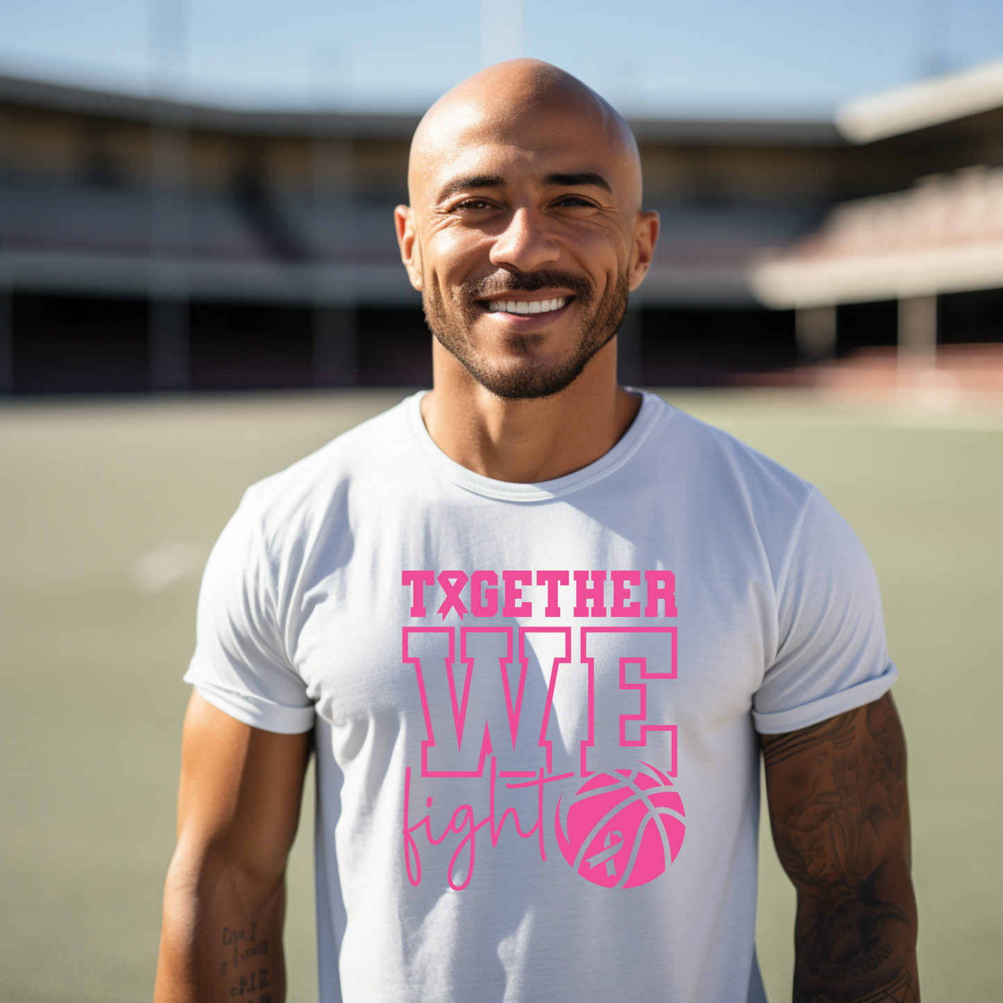 Together We Fight Basketball Breast Cancer Awareness Tee