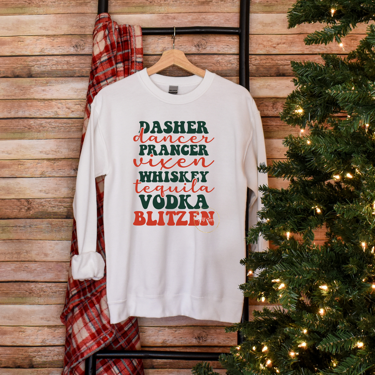 Reindeer Cheers: Festive Reindeer Names & Favorite Liquors Sweatshirt