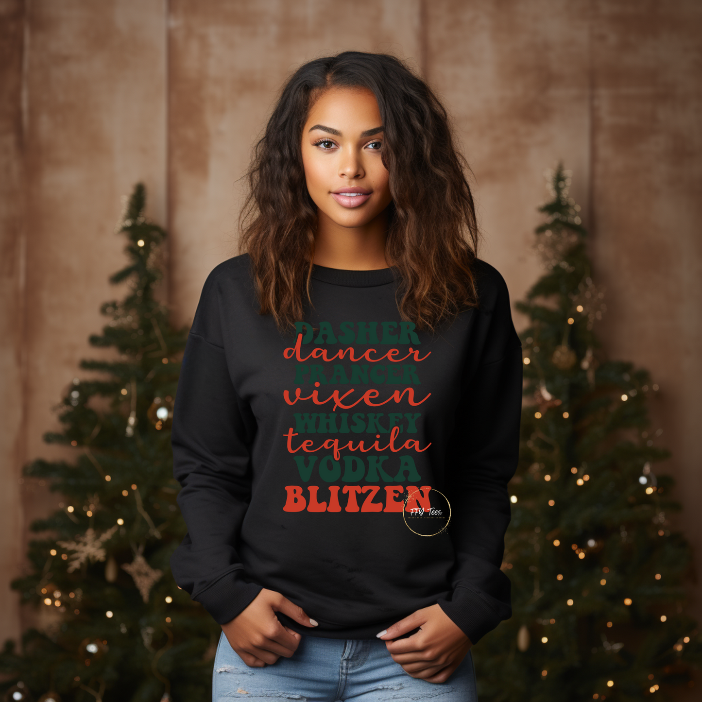 Reindeer Cheers: Festive Reindeer Names & Favorite Liquors Sweatshirt