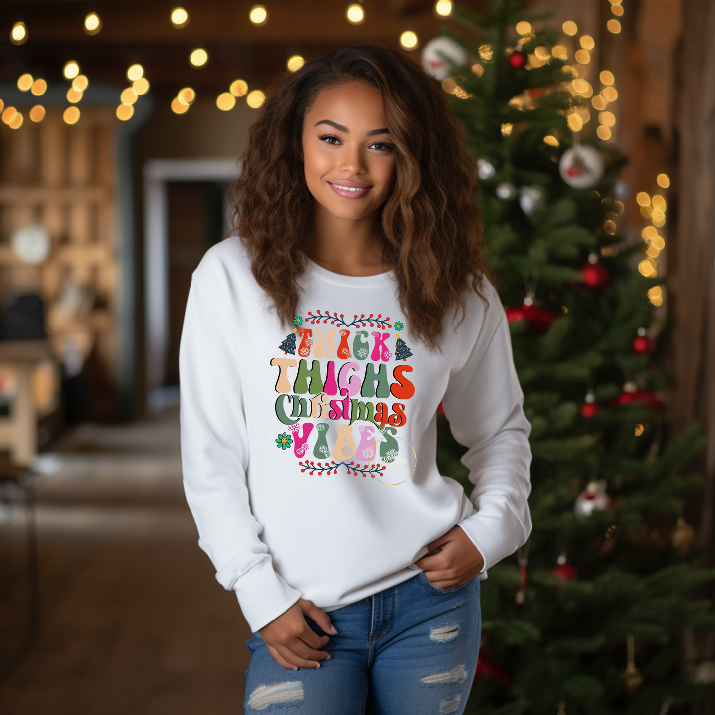 Celebrate in Style: "Thick Thighs and Christmas Vibes" Sweatshirt