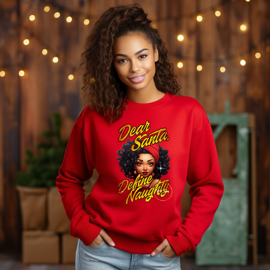 Dear Santa Define Naughty White Sweatshirt - Cozy Holiday Fashion