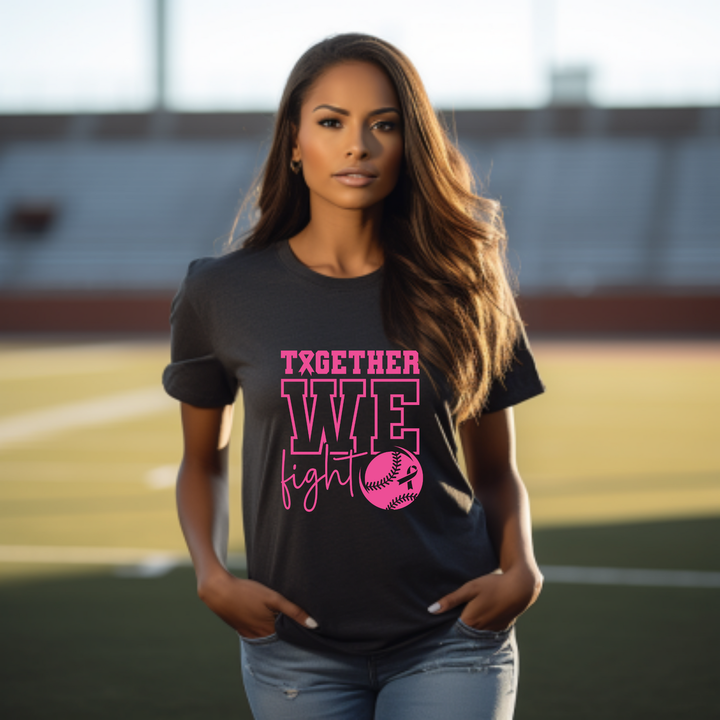 Together We Fight Baseball Breast Cancer Awareness Tee