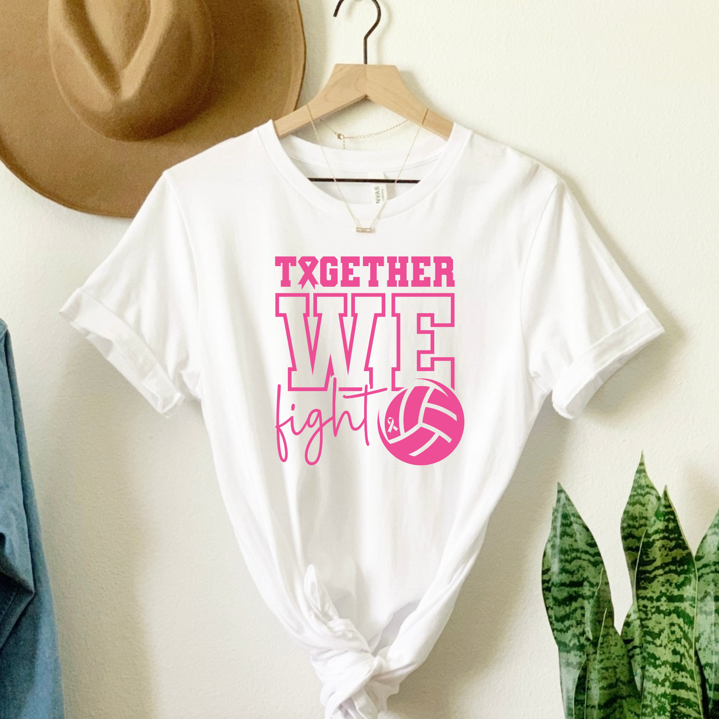 Together We Fight Volleyball Breast Cancer Awareness Tee