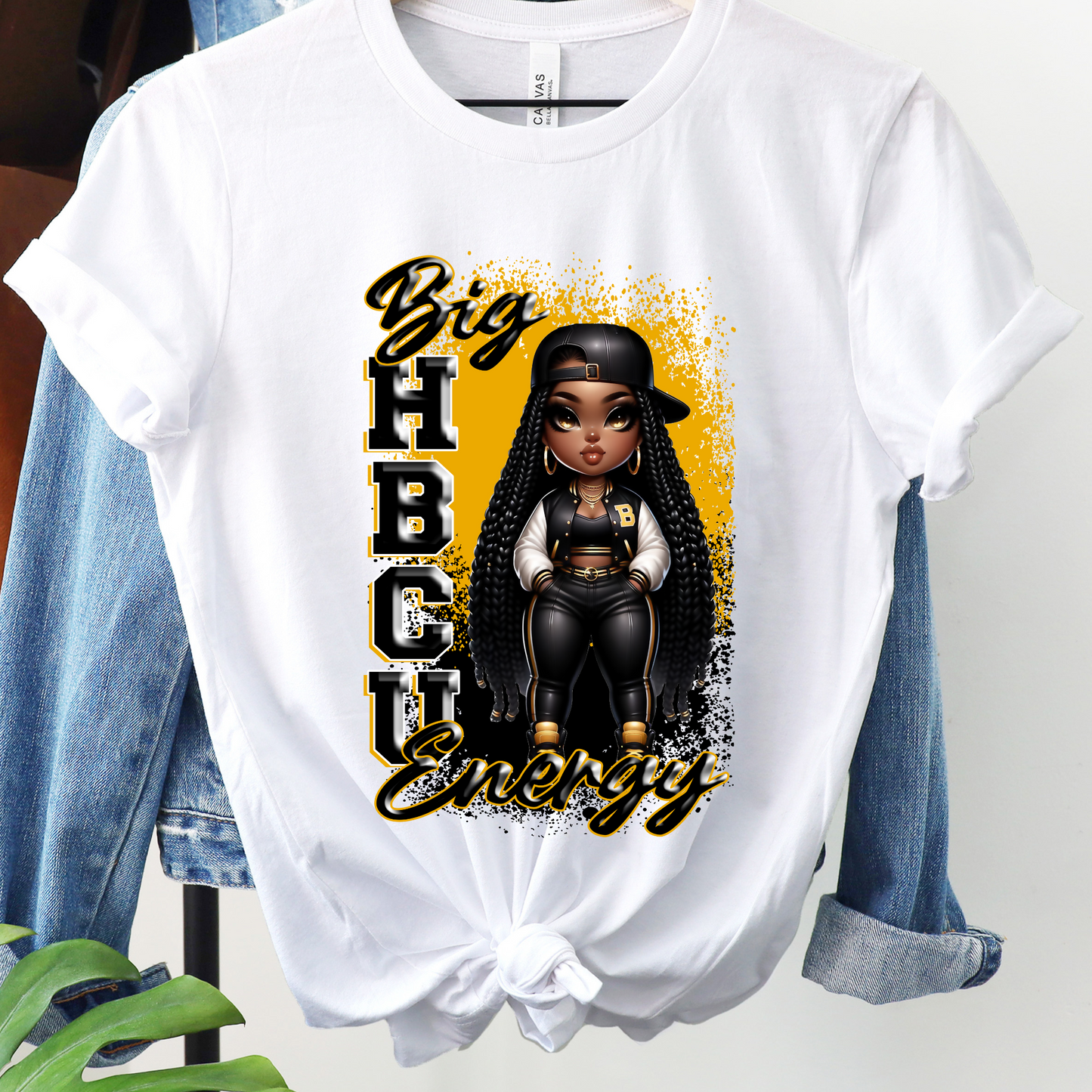 "Big HBCU Energy" Short Sleeve Tee – Bold Black & Gold Design