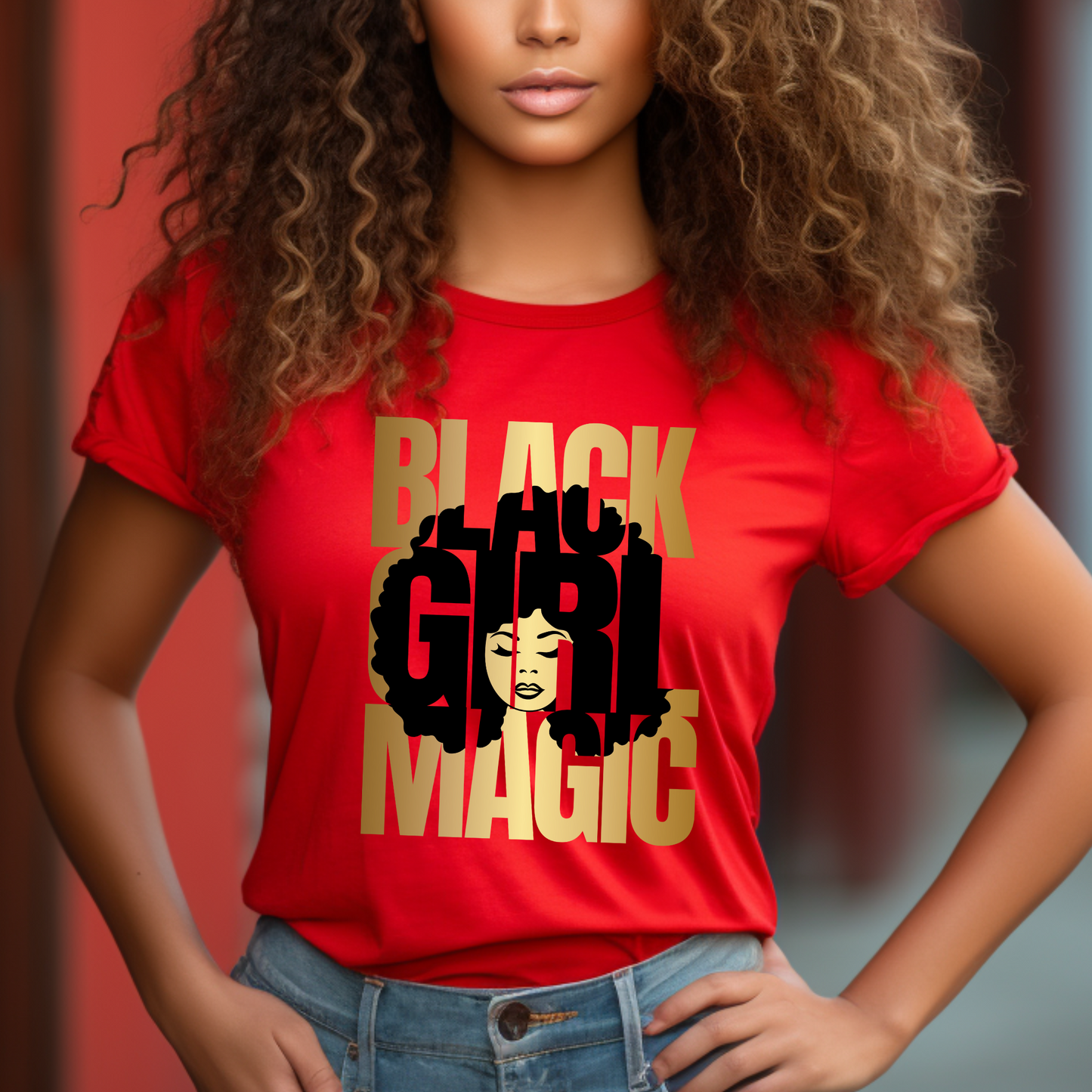 Black Girl Magic T-Shirt – Empowering Red Statement Tee