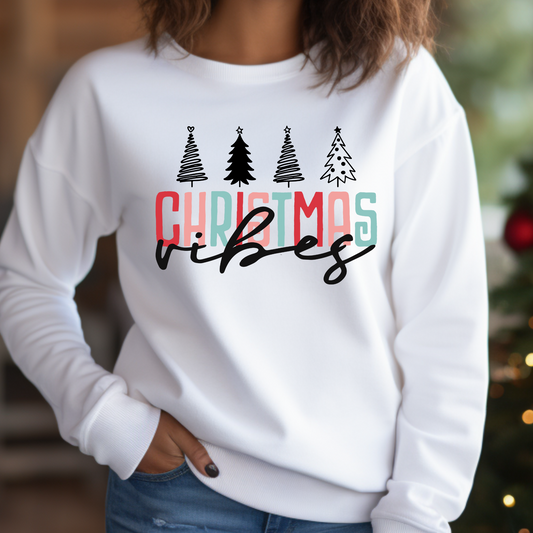 Christmas Vibes Sweatshirt – Festive Tree Design