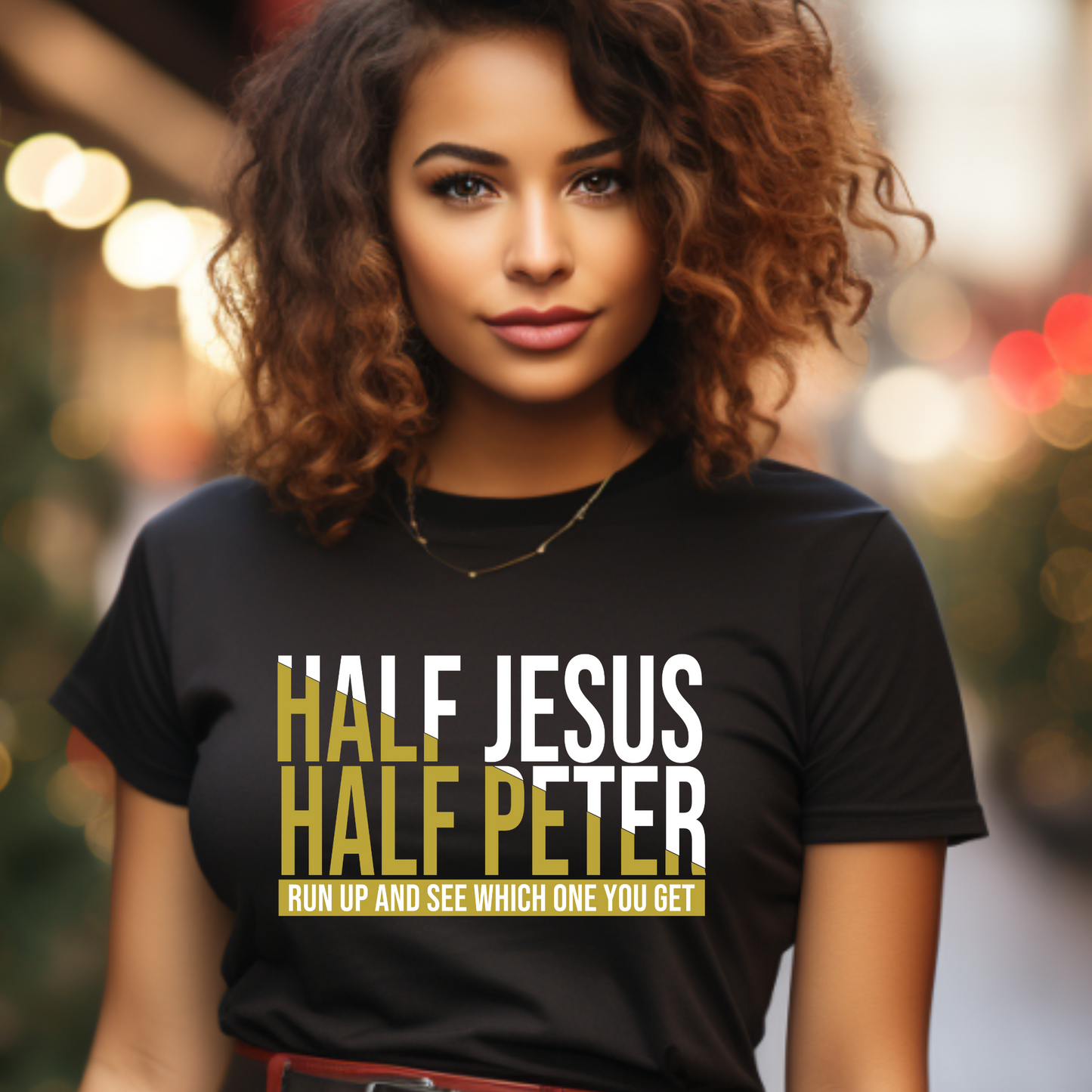 Half Jesus, Half Peter T-Shirt – Christian Humor Tee