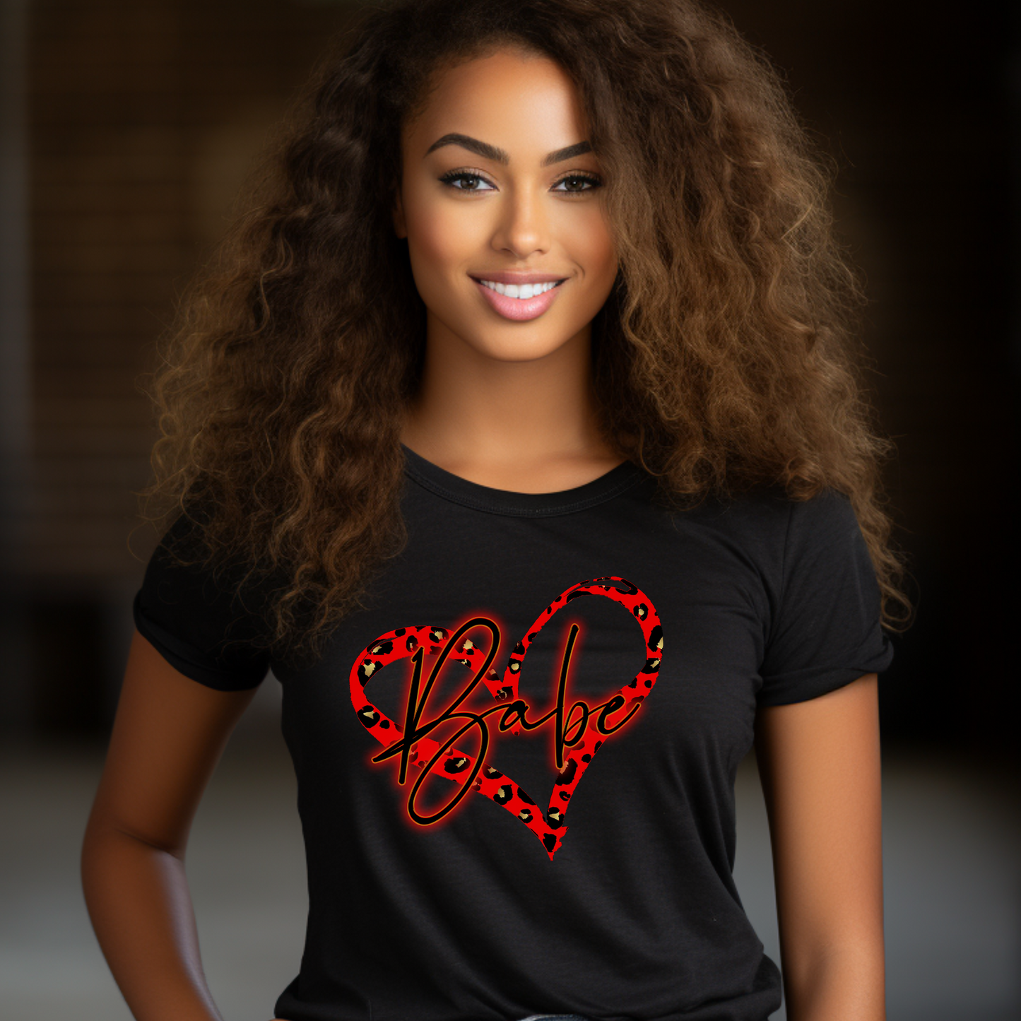 Radiate Love and Style: "Babe" Red Leopard Heart Tee