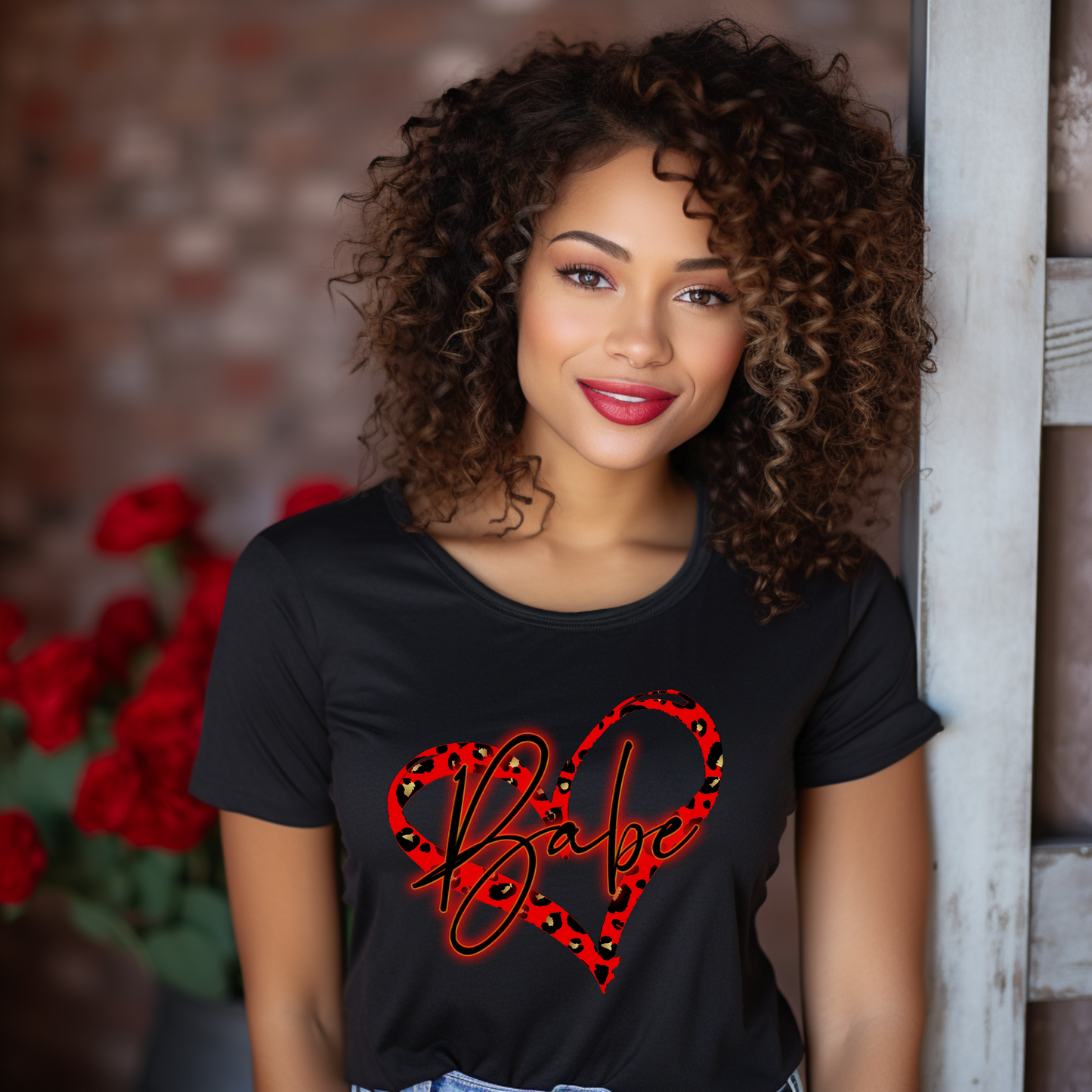 Radiate Love and Style: "Babe" Red Leopard Heart Tee