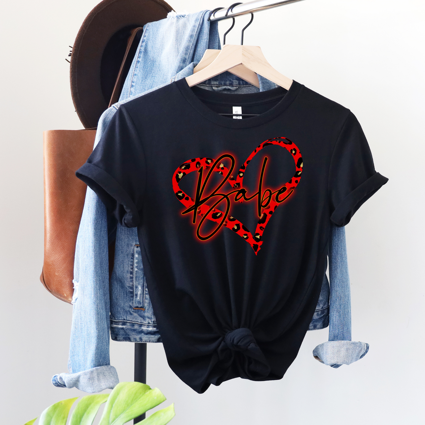 Radiate Love and Style: "Babe" Red Leopard Heart Tee