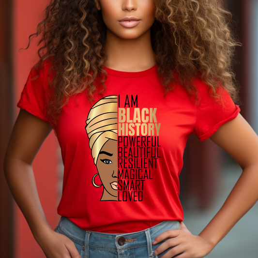 I Am Black History T-Shirt – Celebrate Heritage with Bold Red Design
