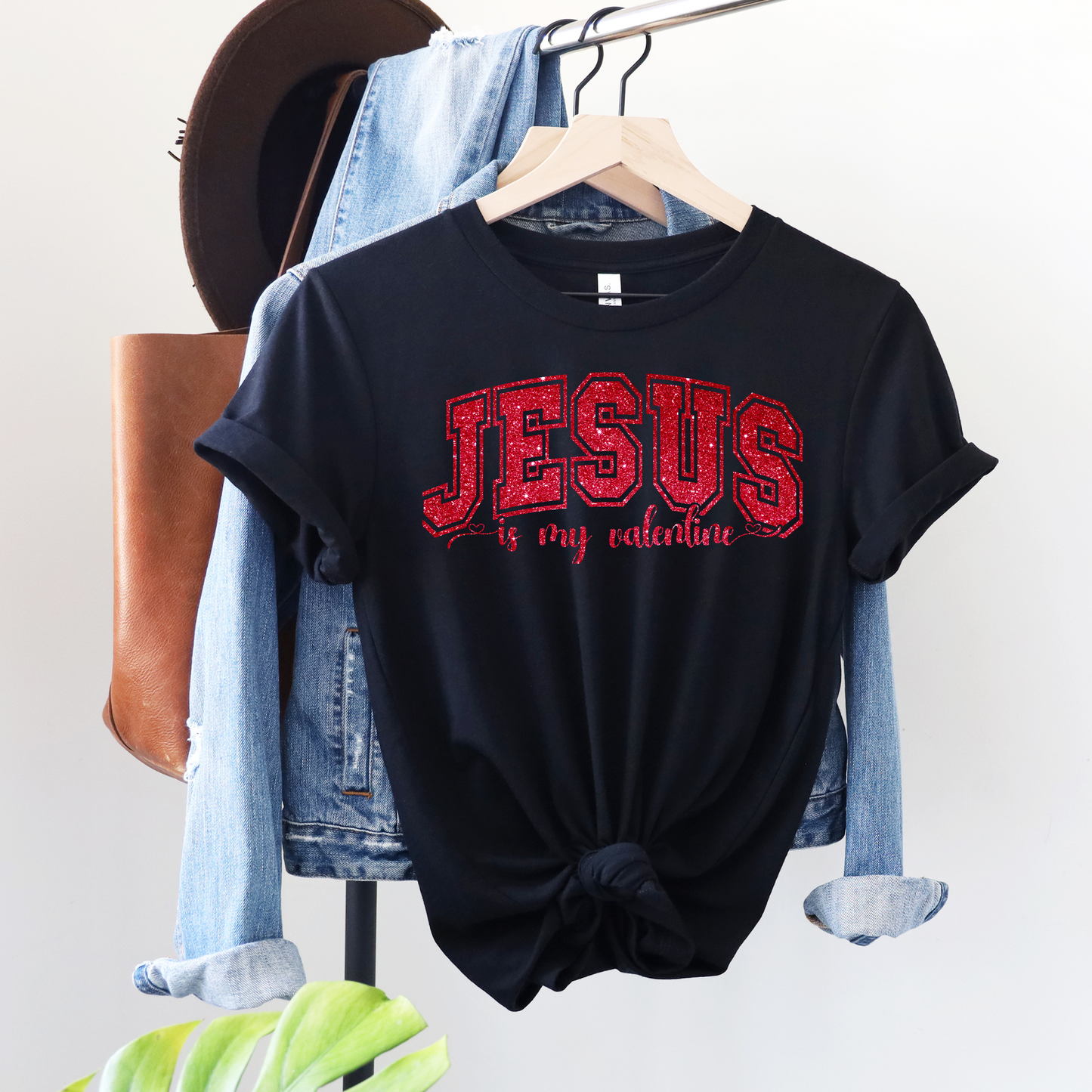 Faithful Love: "Jesus Is My Valentine" Red Glitter Tee