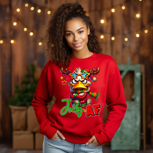 Jolly AF Christmas Sweatshirt - Holiday Apparel