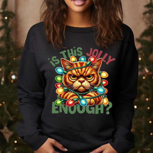 Is This Jolly Enough? Cat Sweatshirt – Funny Holiday Design