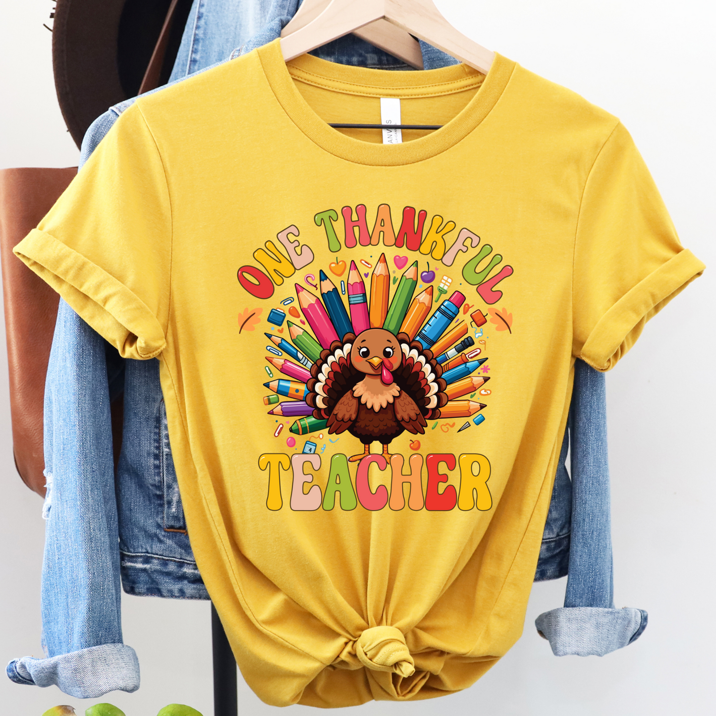 One Thankful Teacher Thanksgiving Tee – Festive Turkey Edition