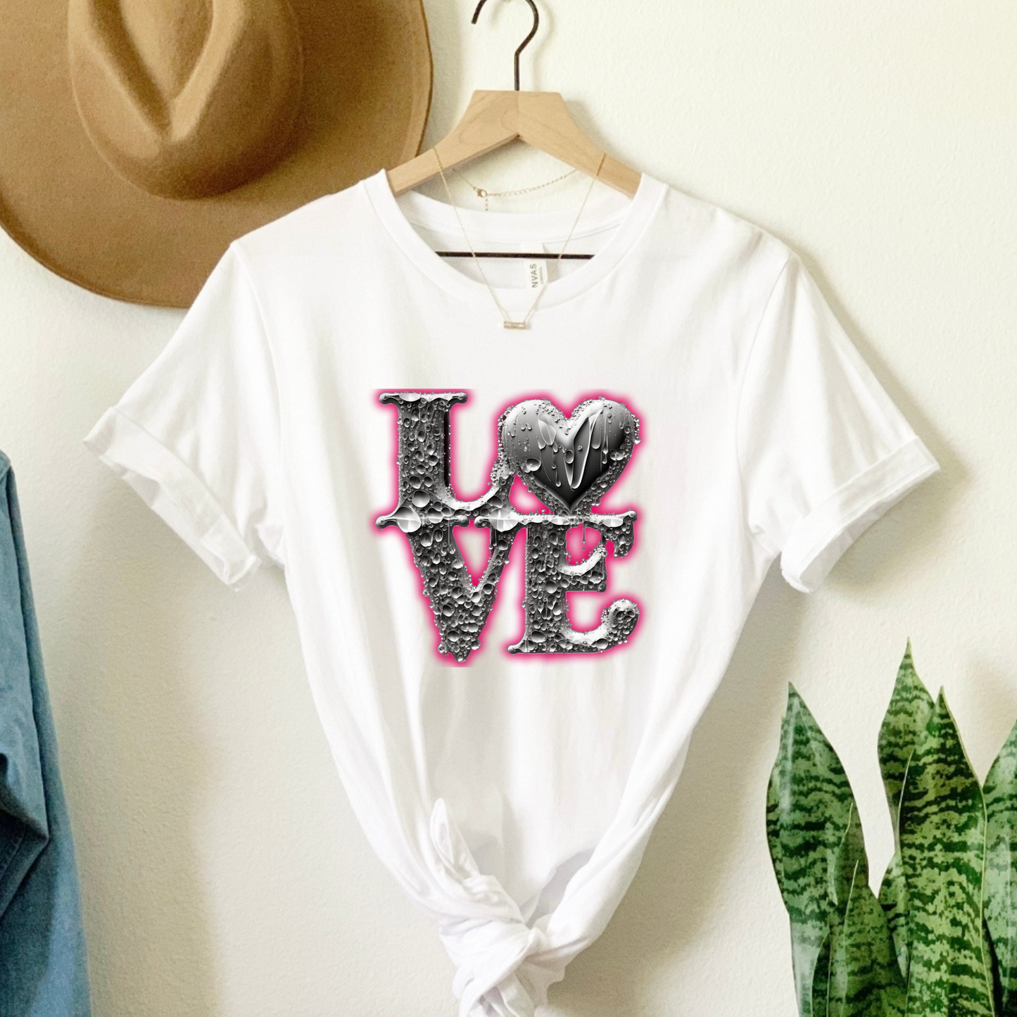 Elegance Meets Expression: "Love in Shimmering Silver" Tee