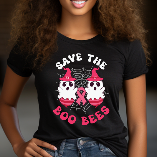 Save the Boo Bees Halloween Breast Cancer Awareness Tee