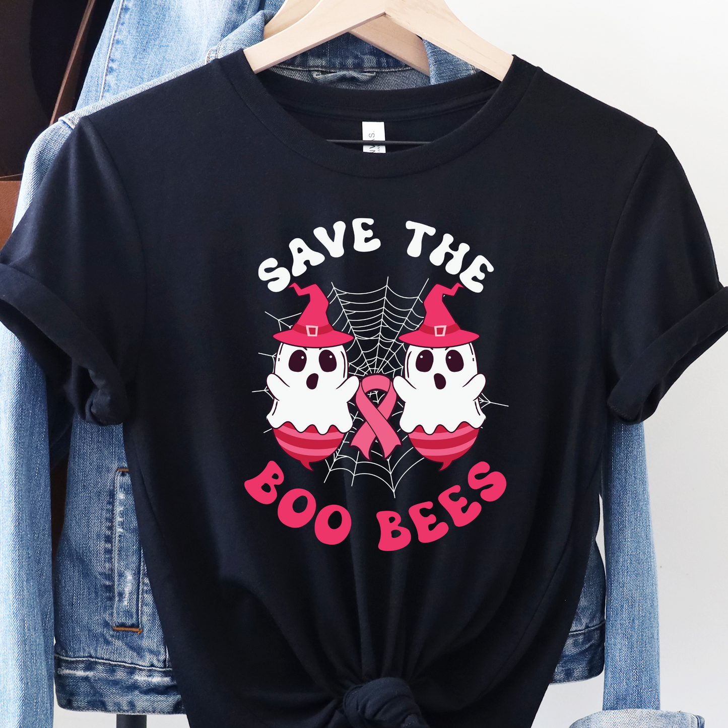 Save the Boo Bees Halloween Breast Cancer Awareness Tee