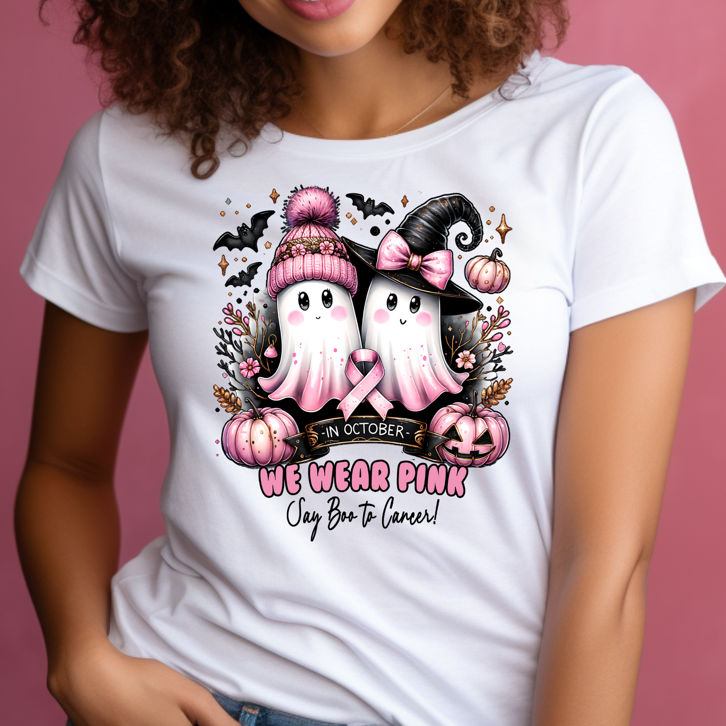 We Wear Pink – Say Boo to Cancer Halloween Breast Cancer Awareness Tee