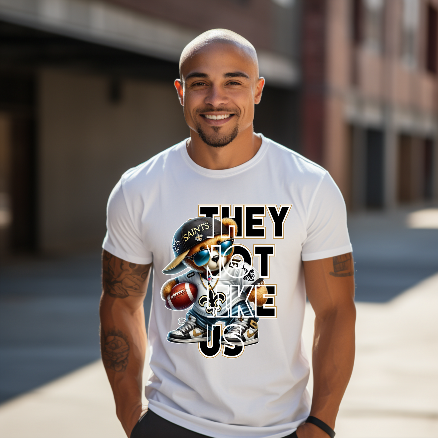 "They Not Like Us" New Orleans Football Tee - Cool Bear Design