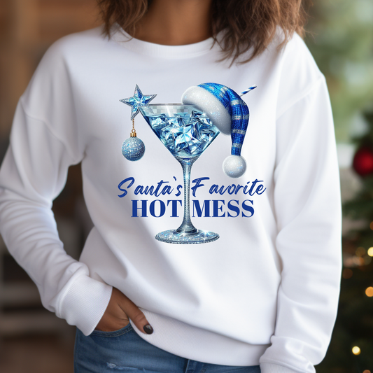 Blue Santa’s Favorite Hot Mess Christmas Sweatshirt