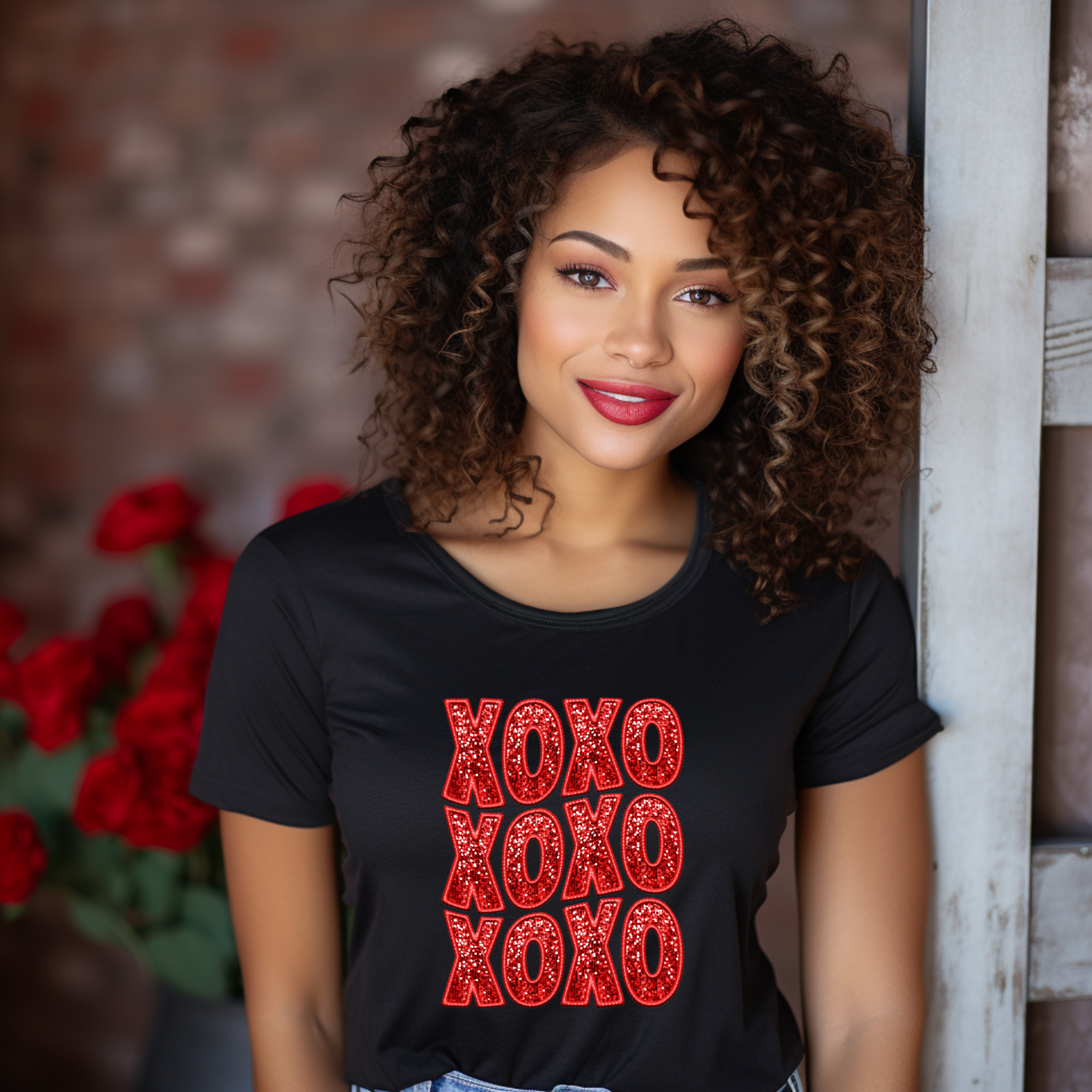 Glamorous Affection: "XOXO In Red Faux Sequin" Tee