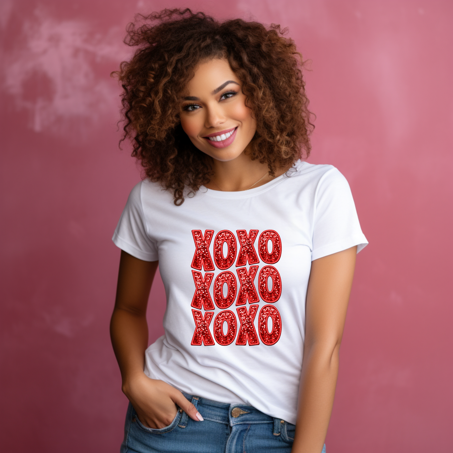 Glamorous Affection: "XOXO In Red Faux Sequin" Tee